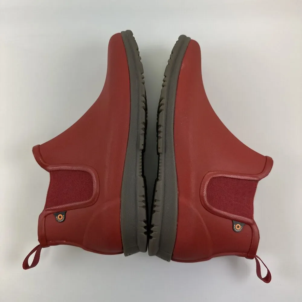 Bogs Sweet Pea Boot Chelsea Ankle Red‎ Rain Waterproof Pull On Active Womens 7